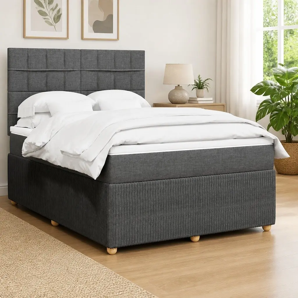 Queen Box Spring Bed with Adjustable Headboard
