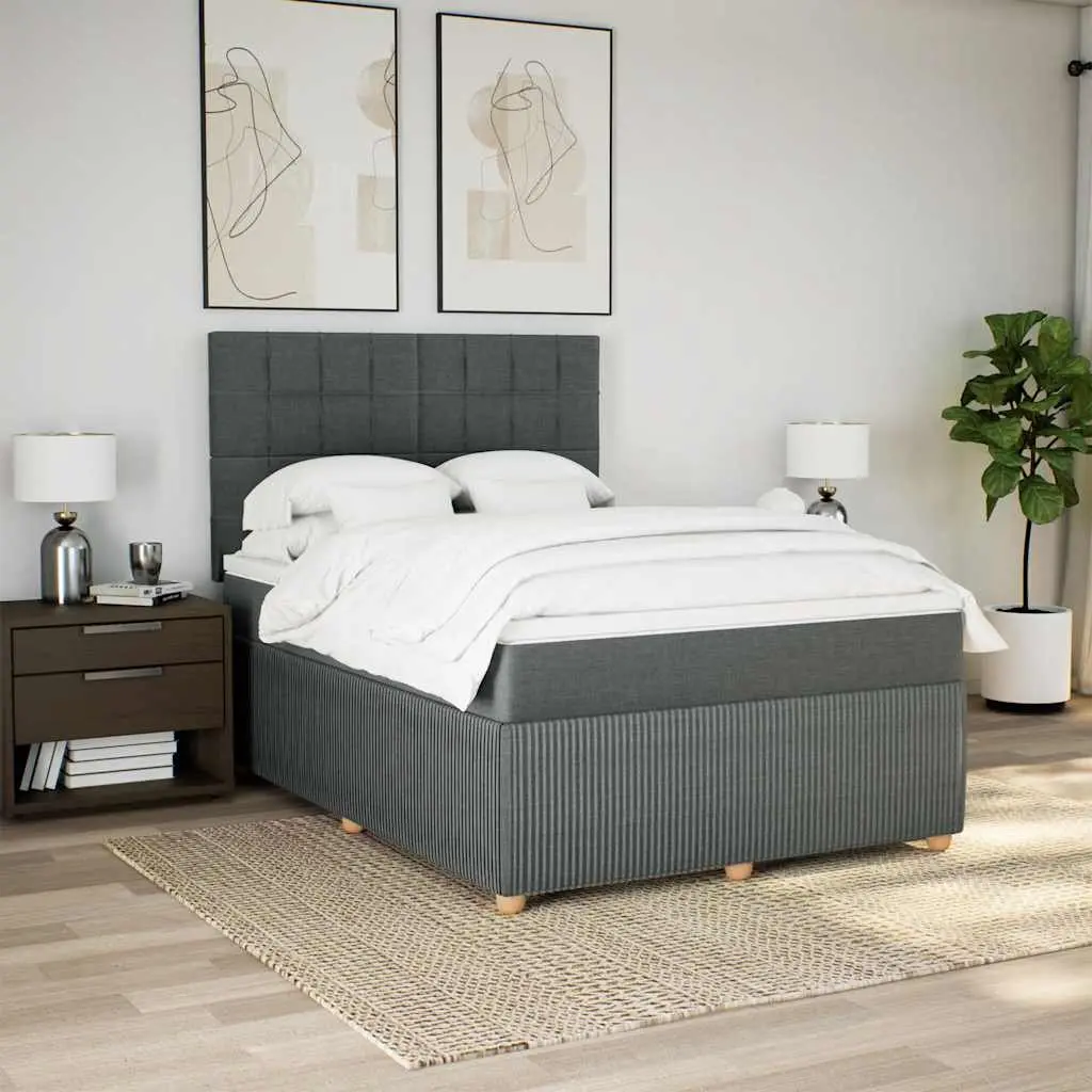 Queen Box Spring Bed with Adjustable Headboard