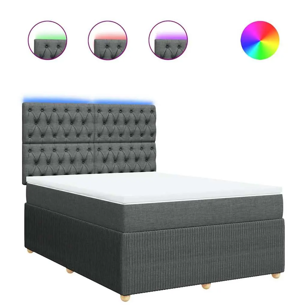 Queen Box Spring Bed with Adjustable Headboard