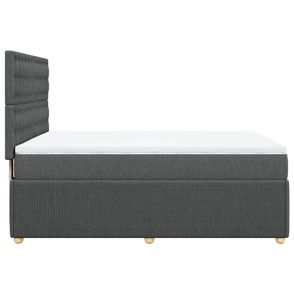 Queen Box Spring Bed Pocket Spring Mattress Grey Fabric with LED Lights