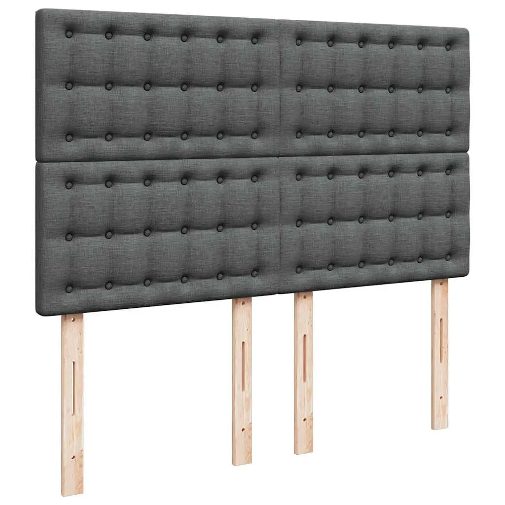 Queen Box Spring Bed Pocket Spring Mattress Grey Fabric with LED Lights