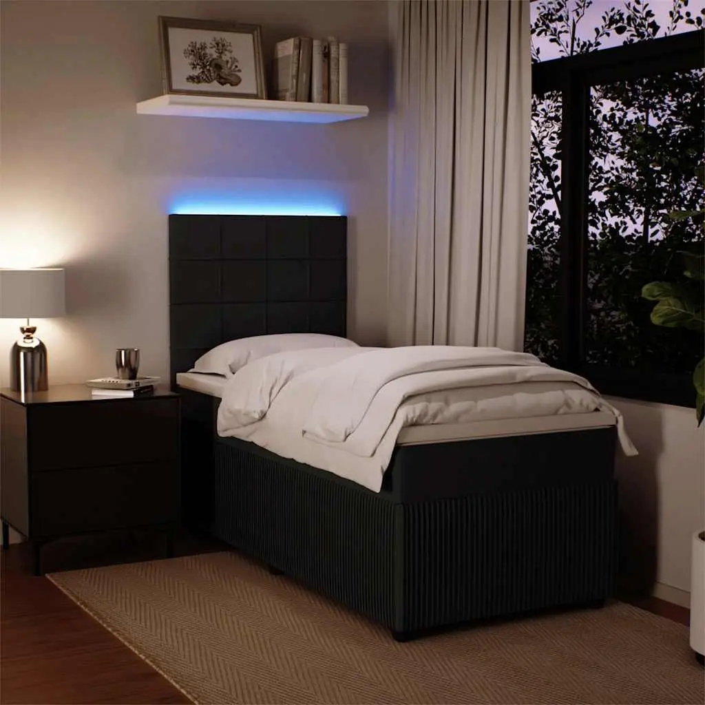 Box Spring Bed with Pocket Mattress and LED Lights