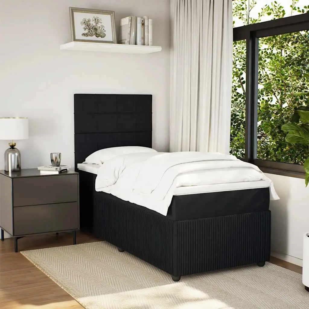 Box Spring Bed with Pocket Mattress and LED Lights