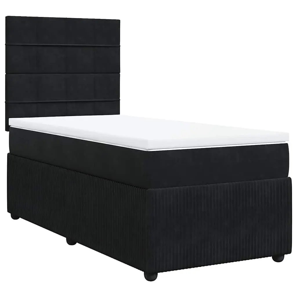Box Spring Bed with Pocket Mattress and LED Lights
