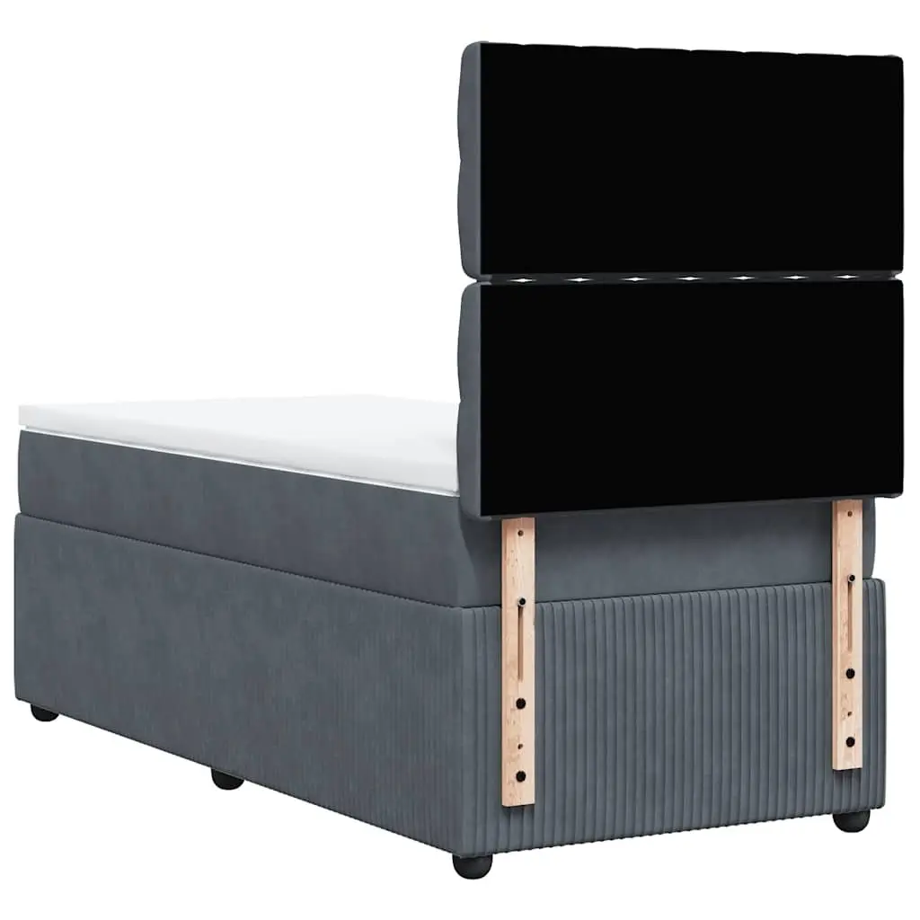 King Single Box Spring Bed with Pocket Spring Mattress in Grey