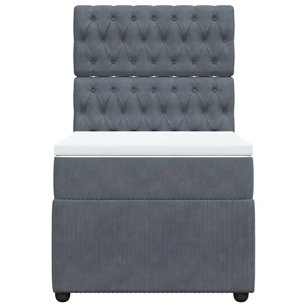 King Single Box Spring Bed with Pocket Spring Mattress in Grey