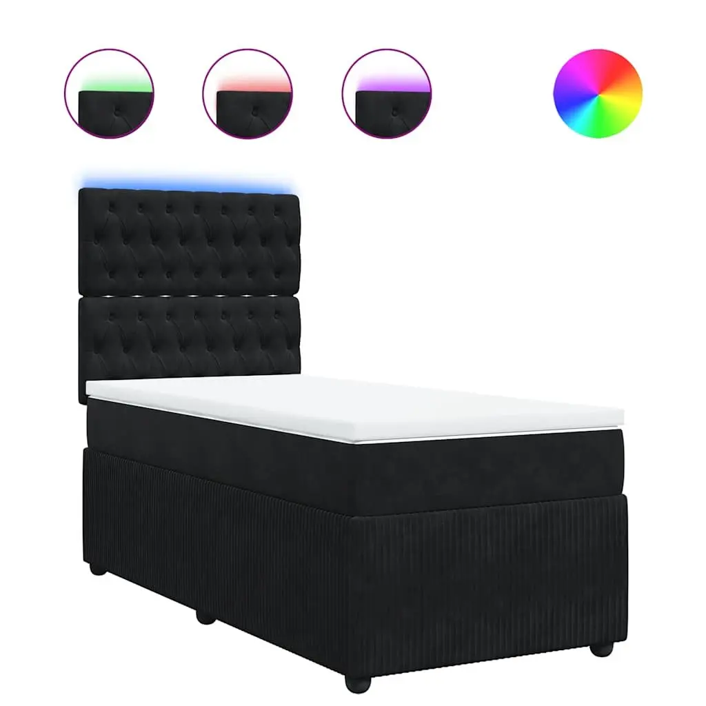 Black Velvet King Single Bed with Pocket Spring Mattress
