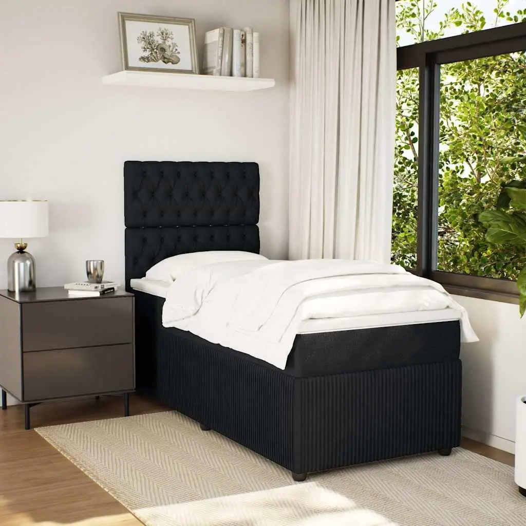 Black Velvet King Single Bed with Pocket Spring Mattress