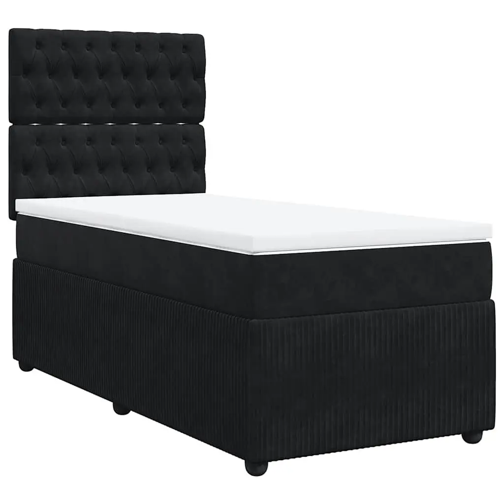 Black Velvet King Single Bed with Pocket Spring Mattress
