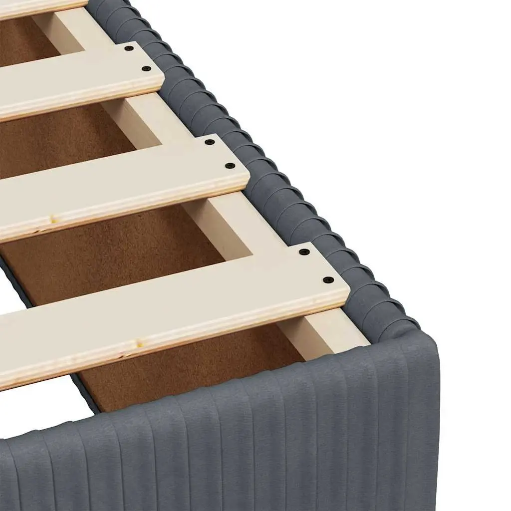 Grey Velvet Double Box Spring Bed with LED Lights