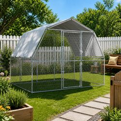 Durable Outdoor Dog Cage with Roof and Lockable Door