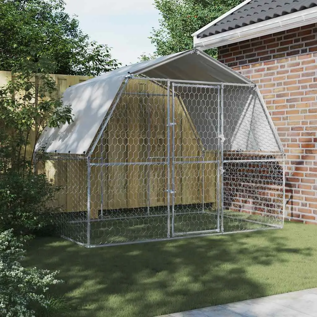 Outdoor Dog Cage with Roof and Lockable Door