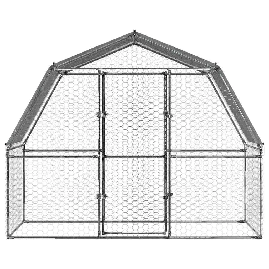Chicken Cage Galvanised Steel Outdoor Enclosure Silver