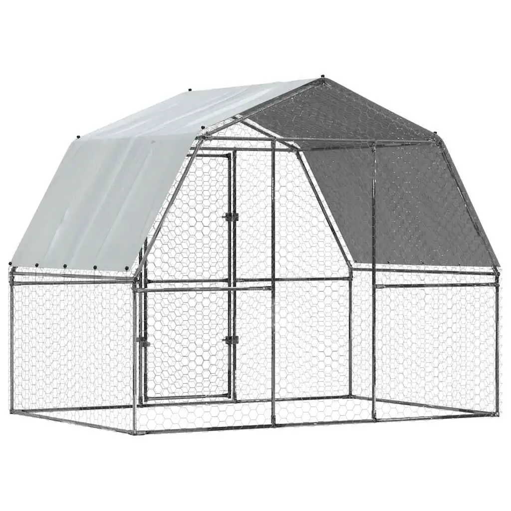 Chicken Cage Galvanised Steel Outdoor Enclosure Silver