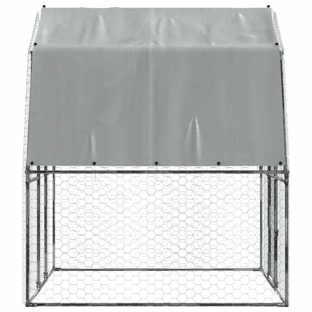 Chicken Cage Galvanised Steel Outdoor Enclosure Silver