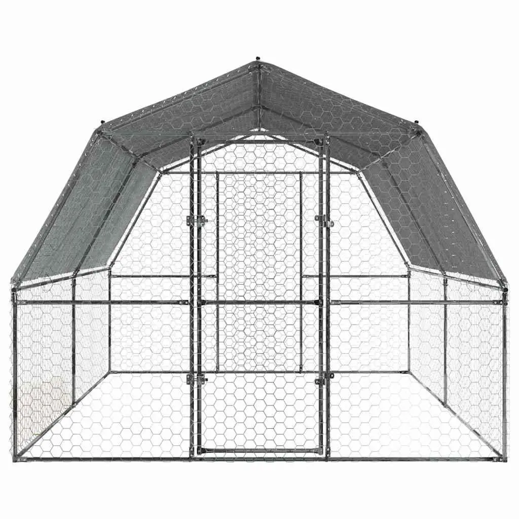 Chicken Cage Galvanised Steel Outdoor Enclosure Silver