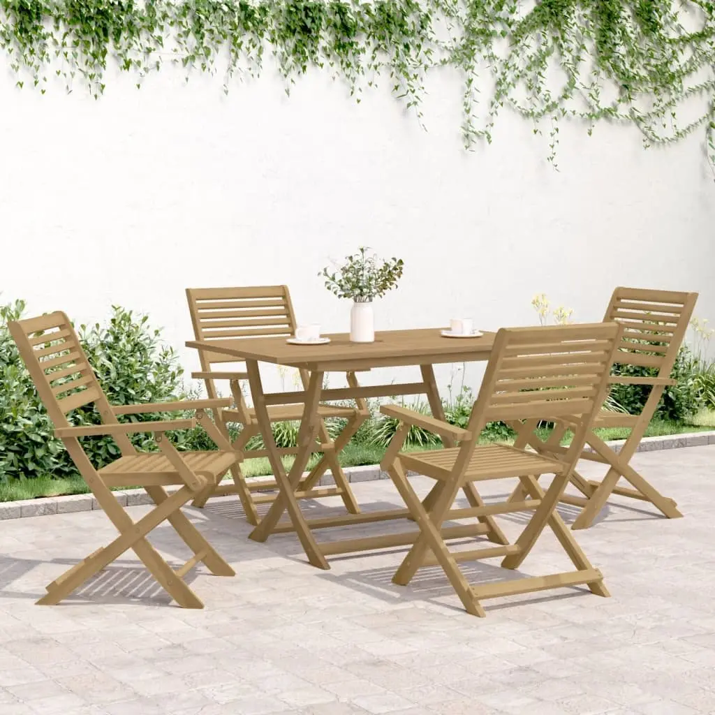 5 Piece Outdoor Dining Set Solid Acacia Wood Brown Garden Table Chair with Backrest
