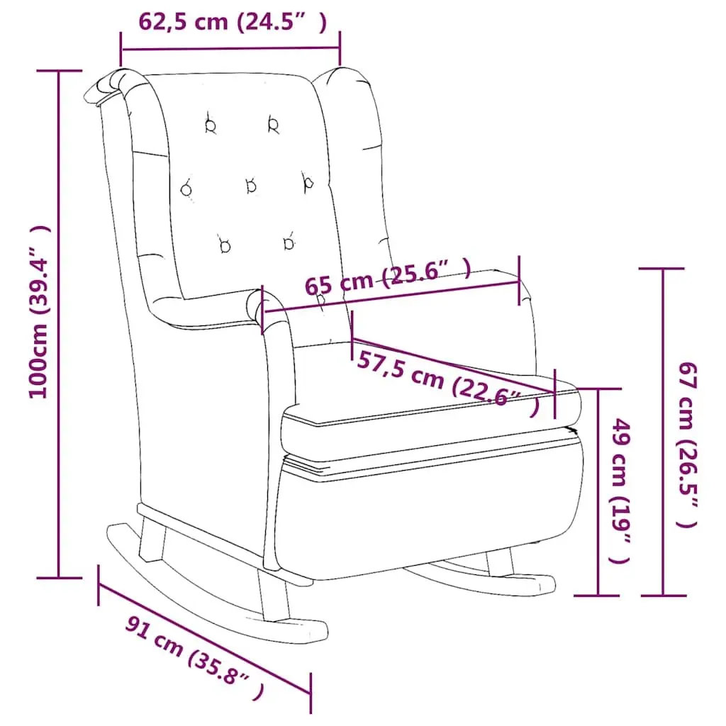 Grey Armchair with Solid Rocking Legs