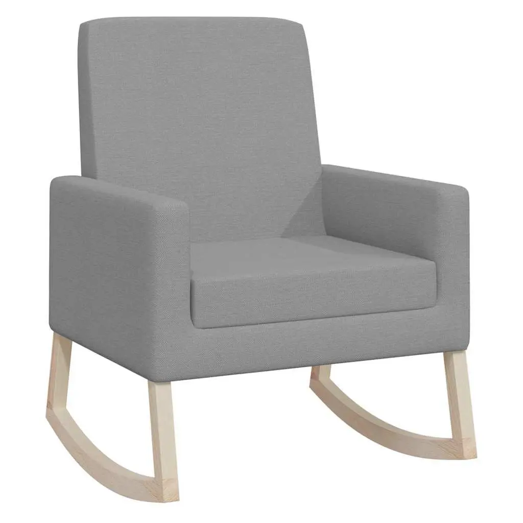 Grey Upholstered Rocking Chair with Wooden Frame