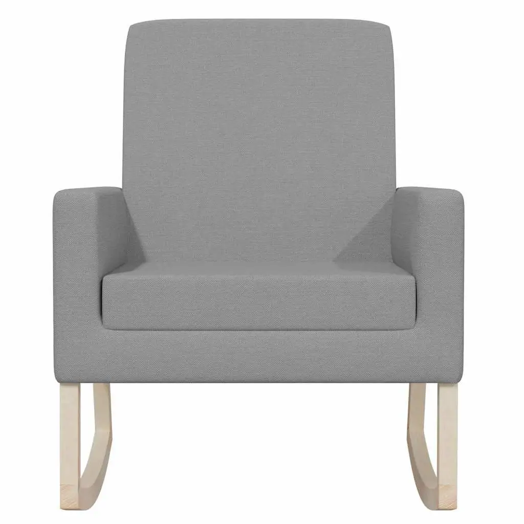 Grey Upholstered Rocking Chair with Wooden Frame