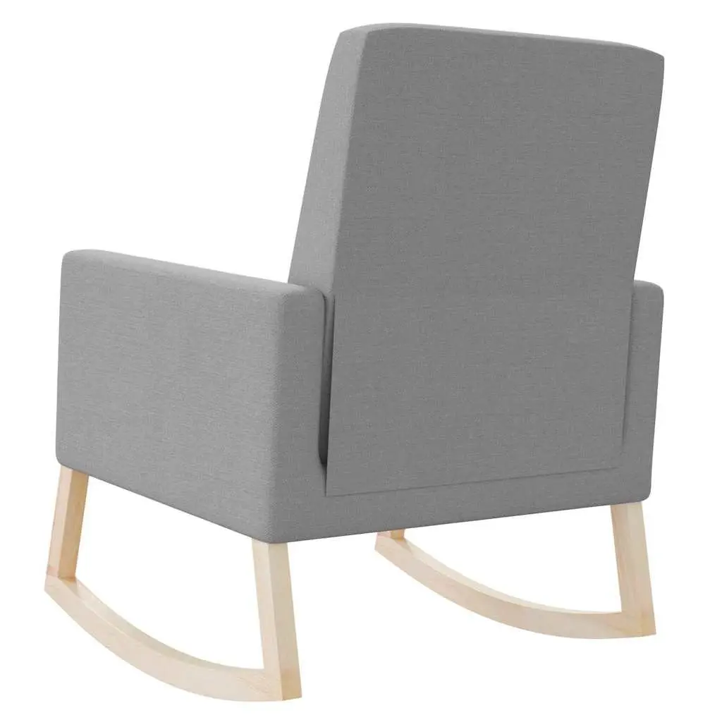 Grey Upholstered Rocking Chair with Wooden Frame