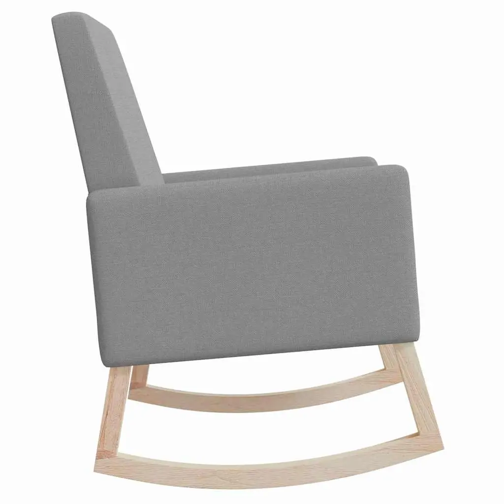 Grey Upholstered Rocking Chair with Wooden Frame