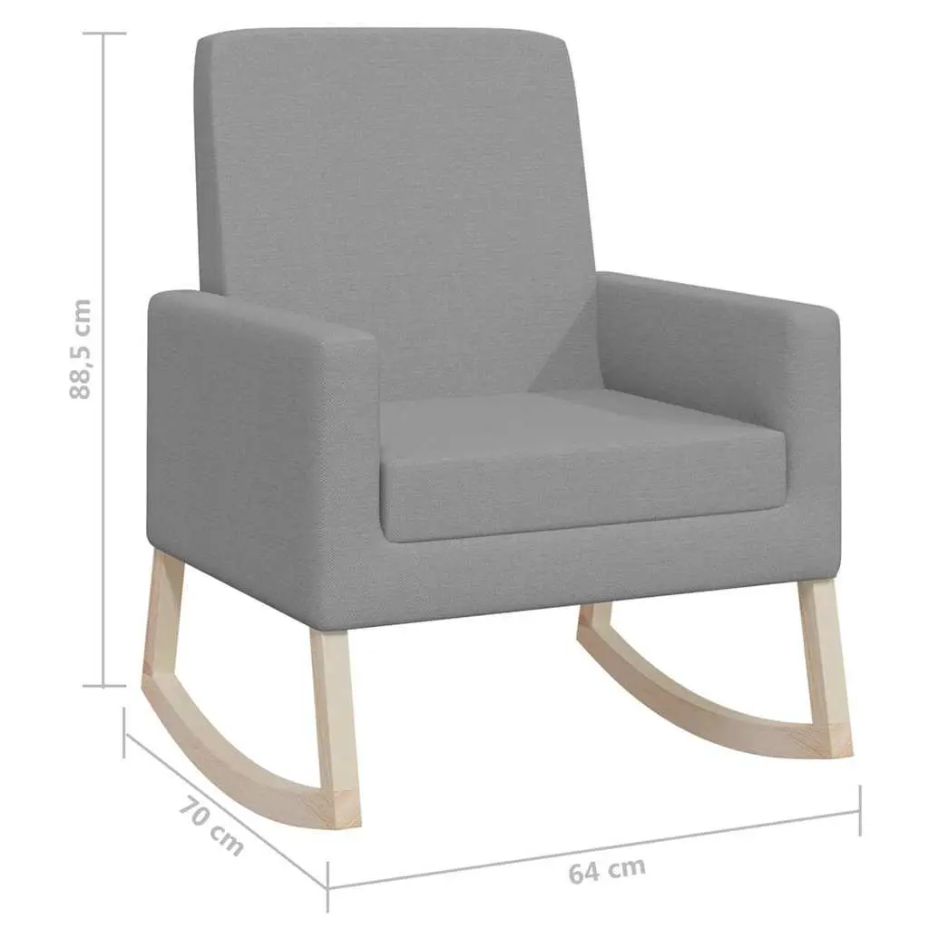 Grey Upholstered Rocking Chair with Wooden Frame