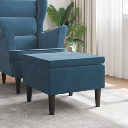 Blue Velvet Stool with Wooden Legs for Comfort and Style