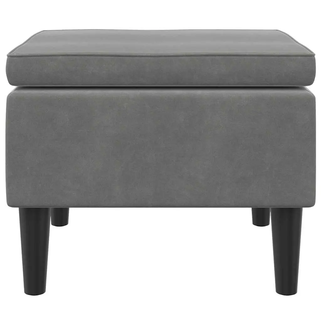 Stool Velvet Dark Grey Wooden Legs Compact Footrest Ottoman Seat