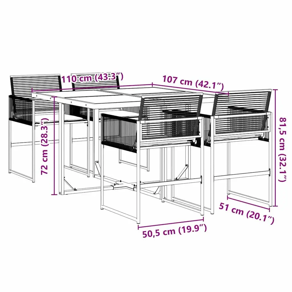 5-Piece Garden Dining Set with Cushions
