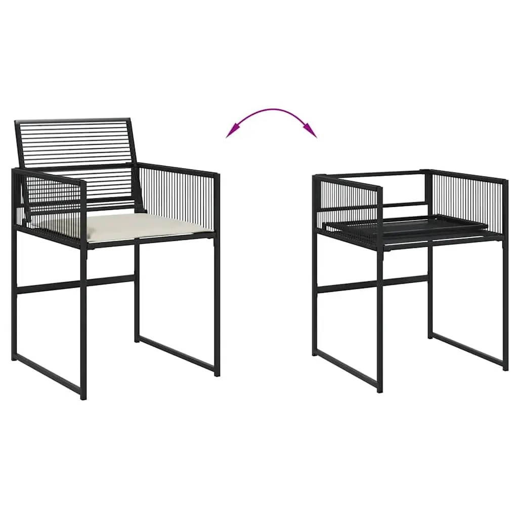 Garden Dining Set PE Rattan 7 Piece Black Outdoor Furniture with Cushions