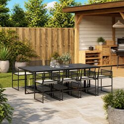 Exceptional 9 Piece Garden Dining Set in Black Rattan