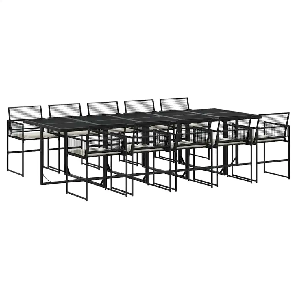 11 Piece Black PE Rattan Outdoor Dining Set