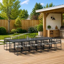 Premium 13-Piece Garden Dining Set with Black Poly Rattan