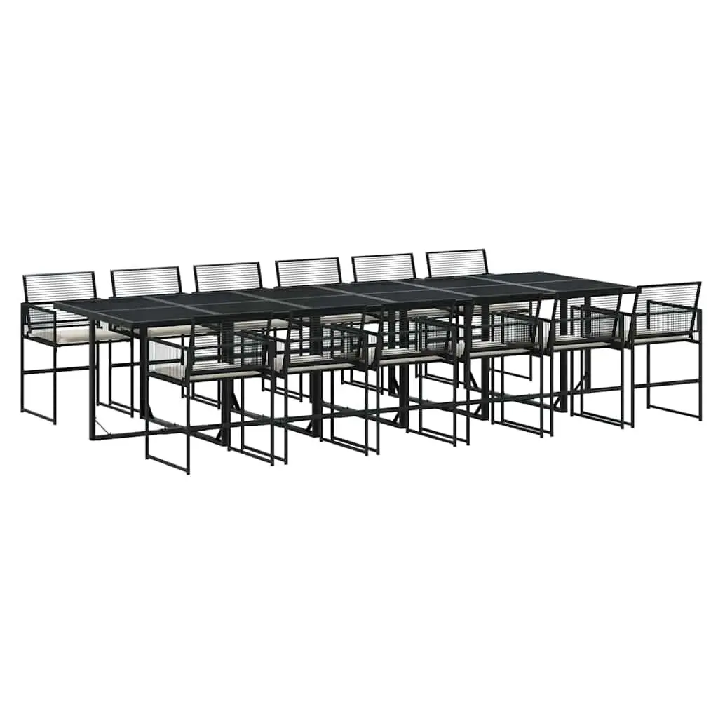 13-Piece Garden Dining Set with Black Poly Rattan