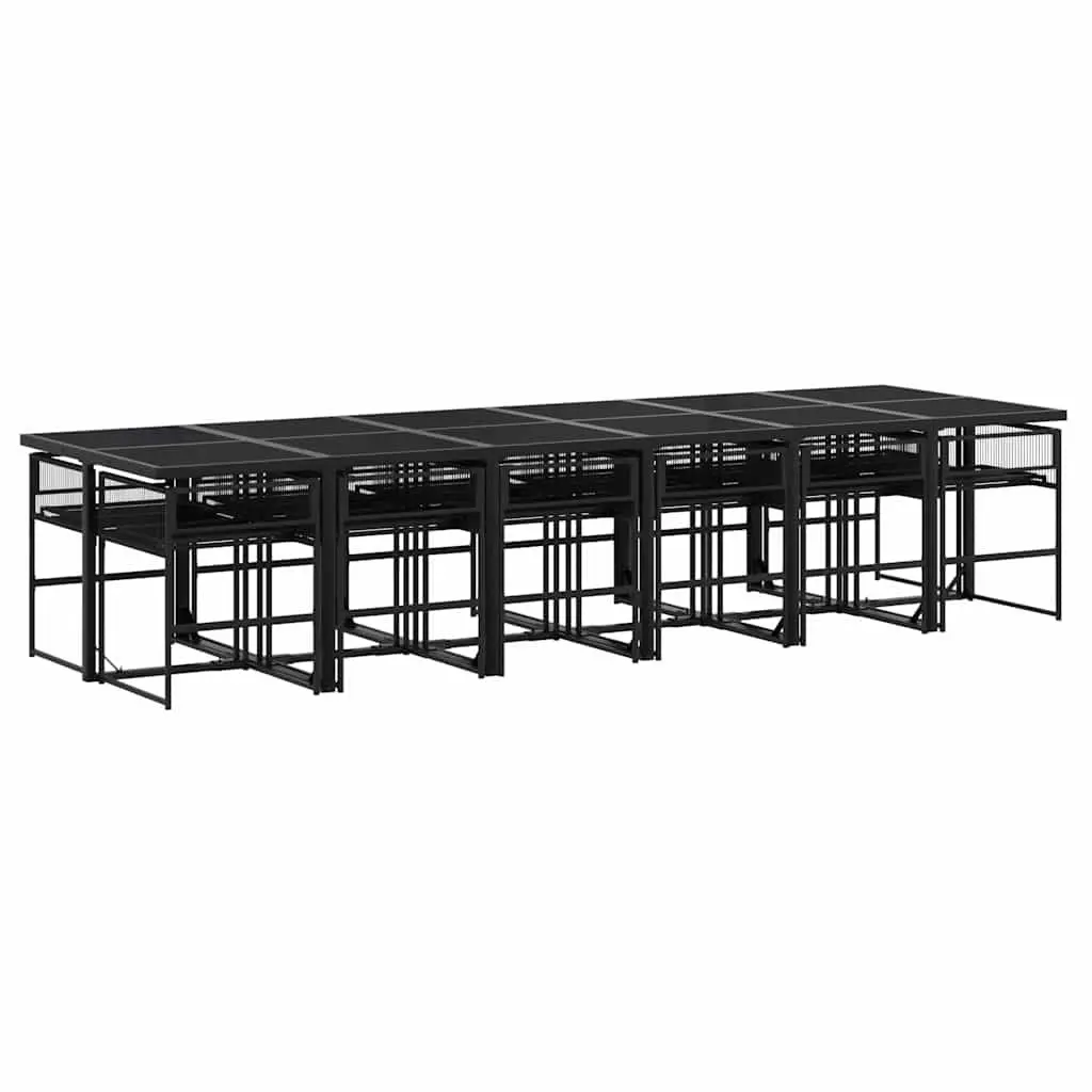 13-Piece Garden Dining Set with Black Poly Rattan