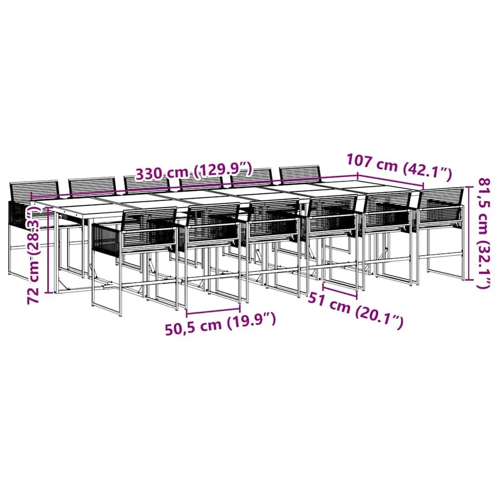 13-Piece Garden Dining Set with Black Poly Rattan