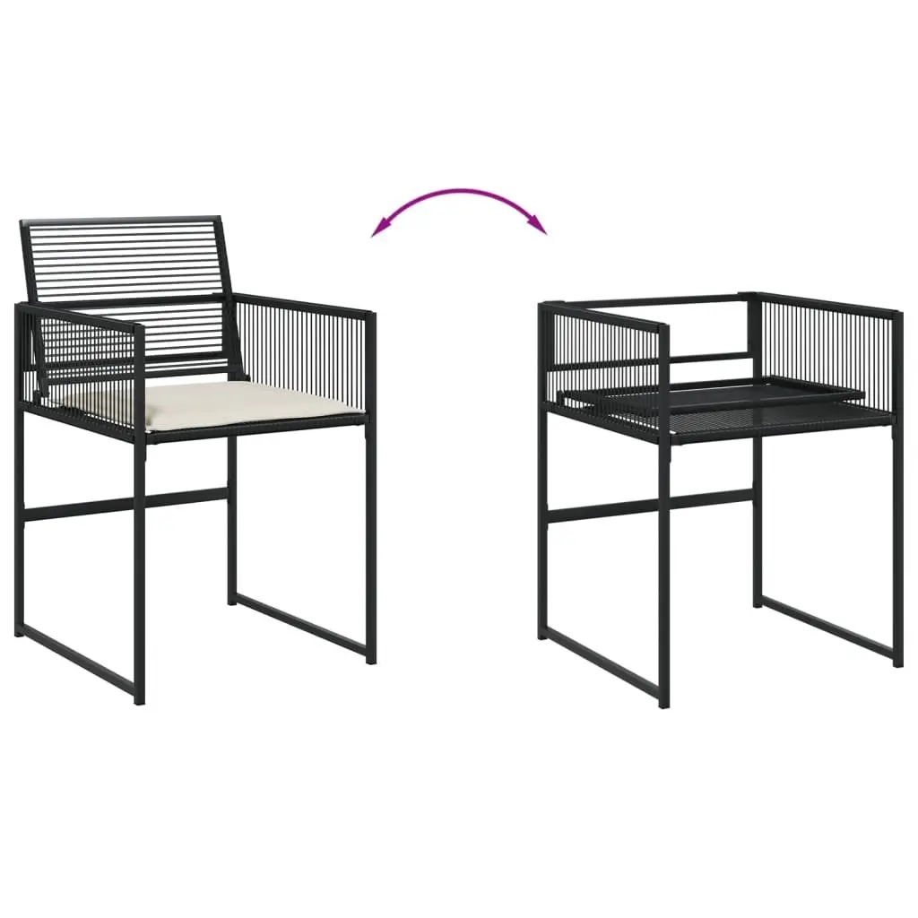 Outdoor Garden Dining Set 9 Piece Black Poly Rattan