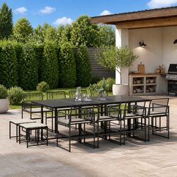 Premium Black PE Rattan 13-Piece Garden Dining Set
