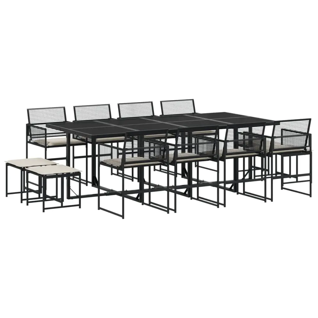 Black PE Rattan 13-Piece Garden Dining Set