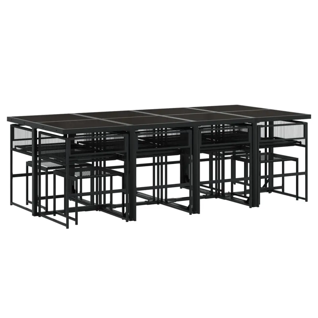 Black PE Rattan 13-Piece Garden Dining Set