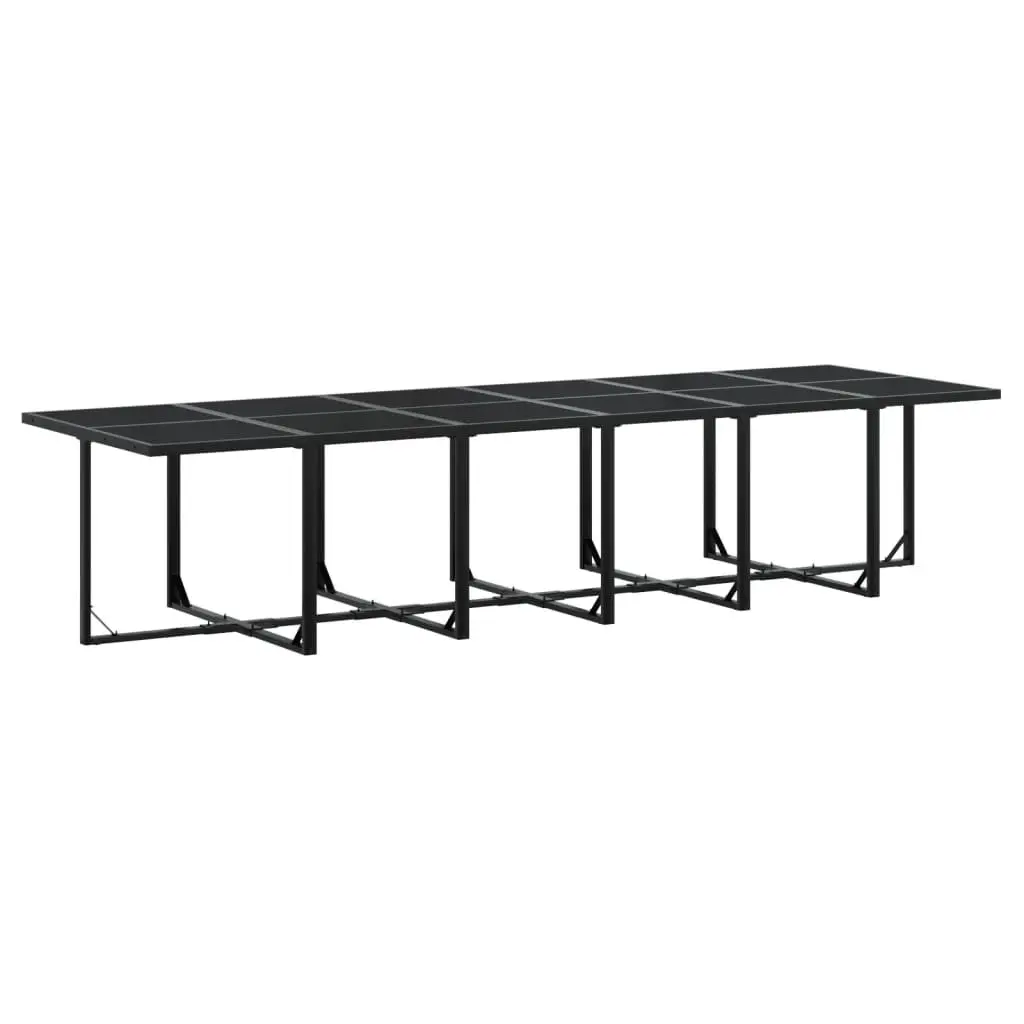 Outdoor 17 Piece Black Poly Rattan Dining Set