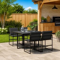 Premium 5-Piece Garden Dining Set with Black Textilene