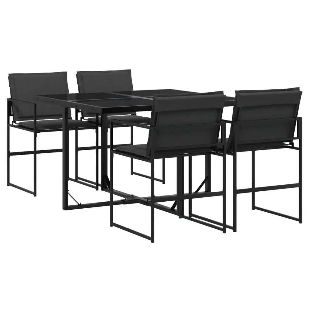 5-Piece Garden Dining Set with Black Textilene