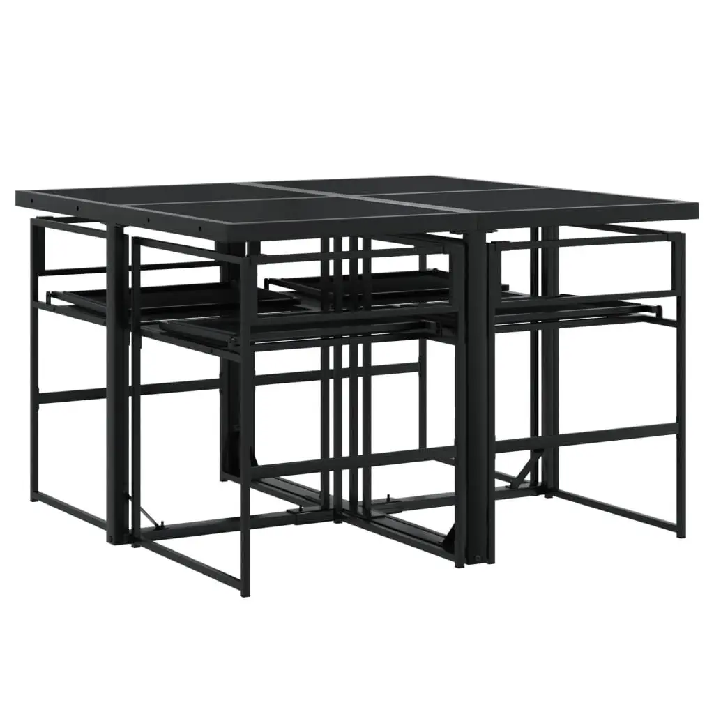 5-Piece Garden Dining Set with Black Textilene