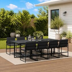 Durable 9 Piece Outdoor Dining Set with Cushions