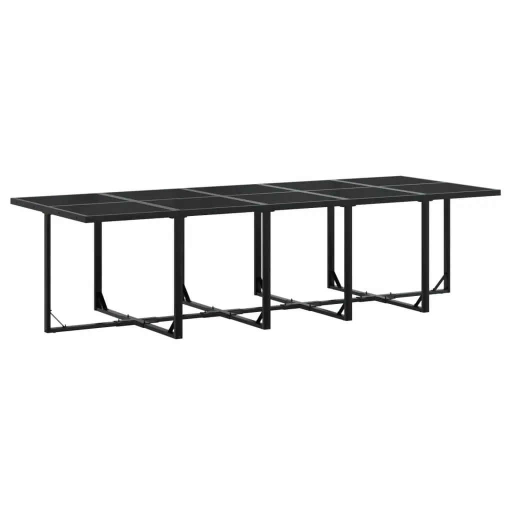11 Piece Black Garden Dining Set with Textilene