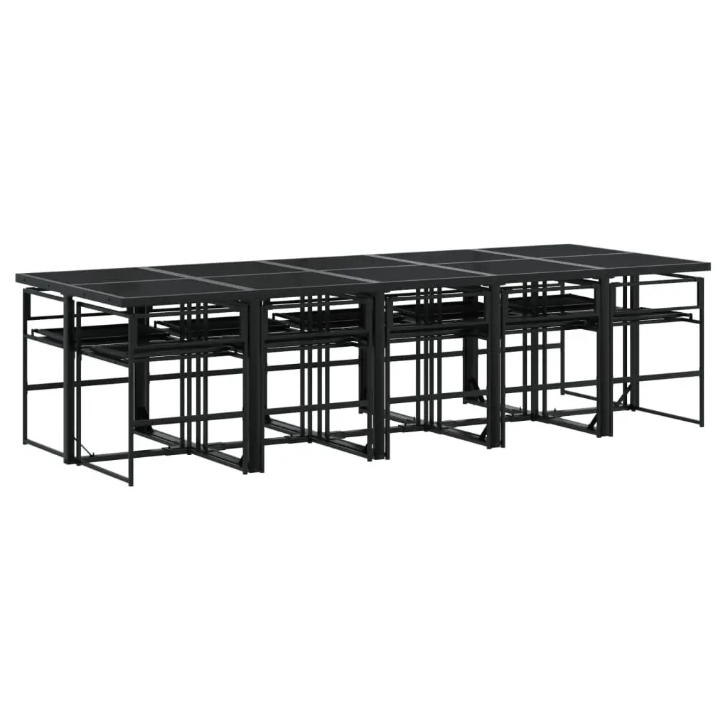 11 Piece Black Garden Dining Set with Textilene