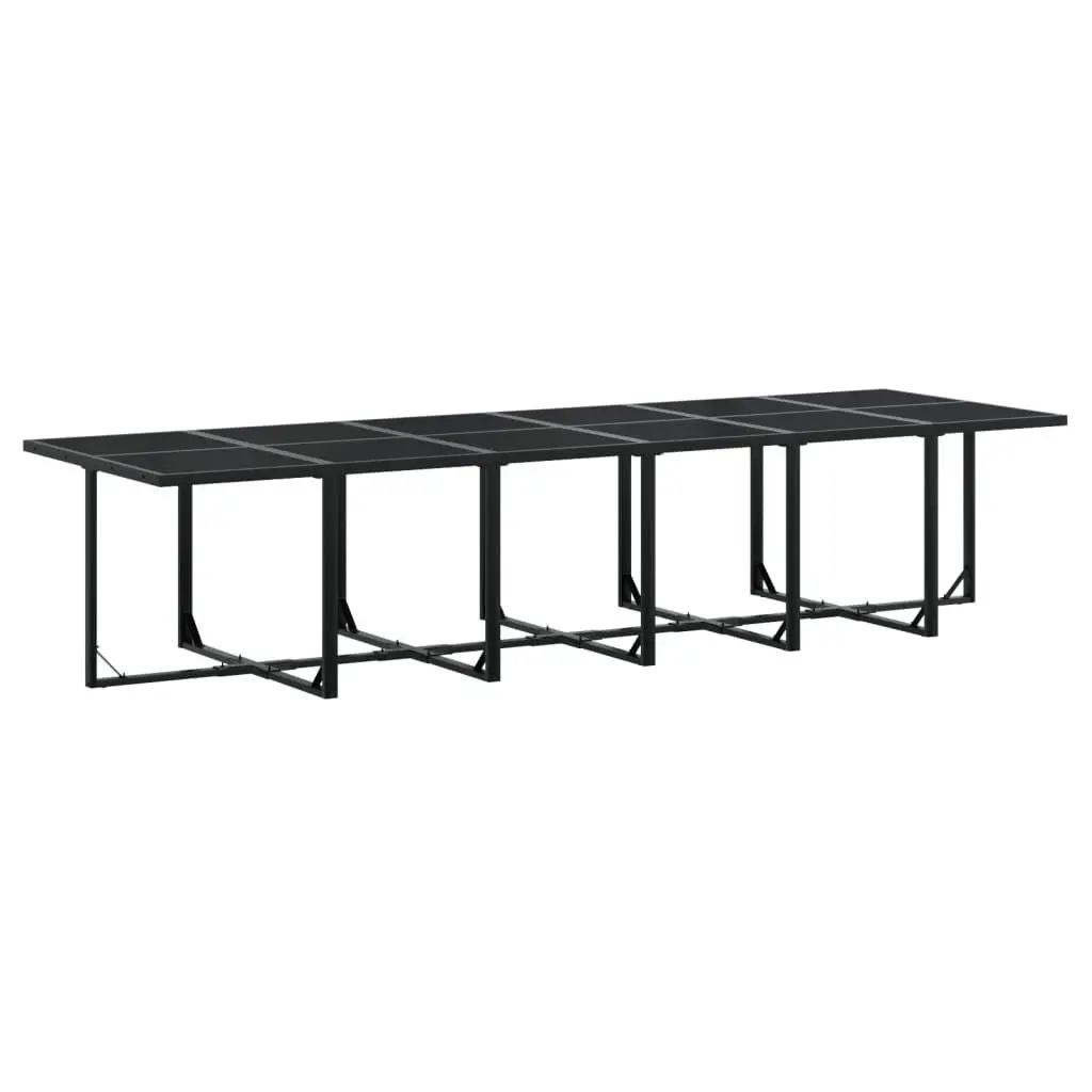 Garden Dining Set Textilene 13 Piece Outdoor Furniture Black