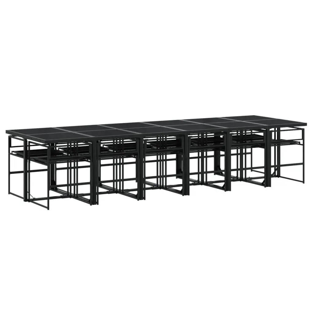 Garden Dining Set Textilene 13 Piece Outdoor Furniture Black